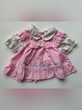 Vintage 80s Pink 'I Love Grandma' Ruffled Baby Dress